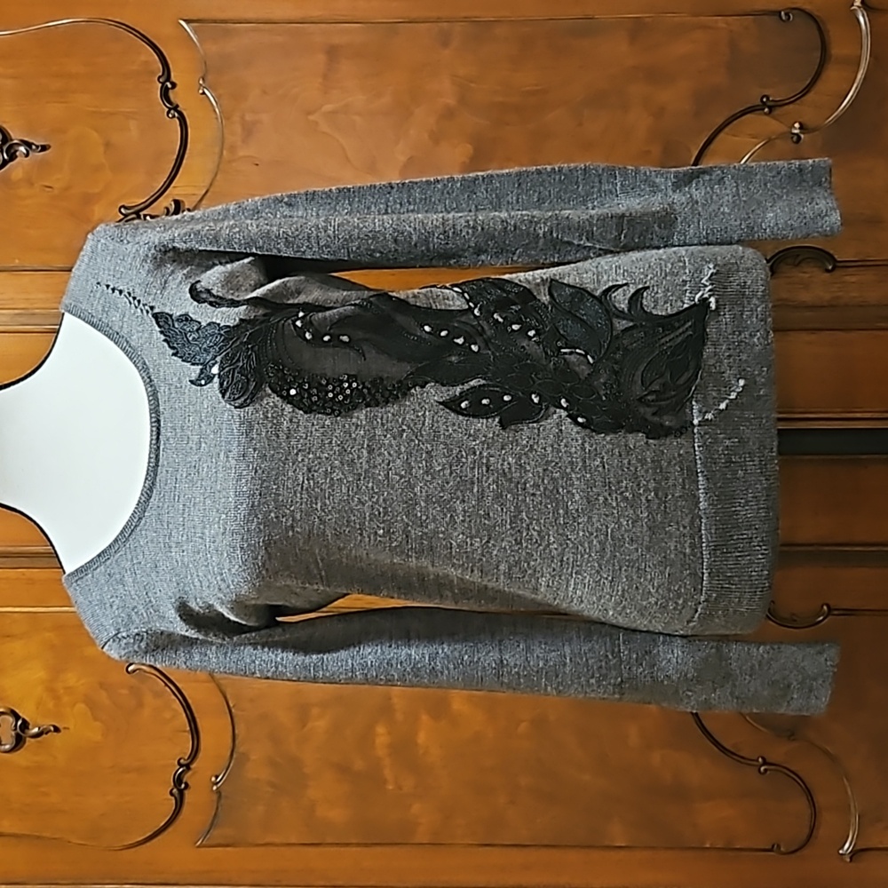 Anthropologie Angel of the North | Wool Blend | Sequined & Embroided Sweater